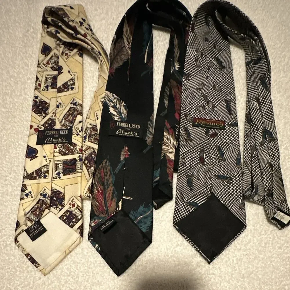 Ferrell-Reed for Black’s & Resilio Men’s 3 Pc 100% Silk Novelty Pointed Ties
